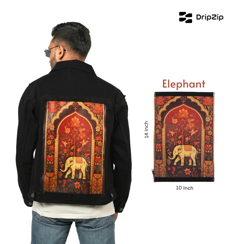 Jacket Back Design Size Black Jacket with 2 Designs