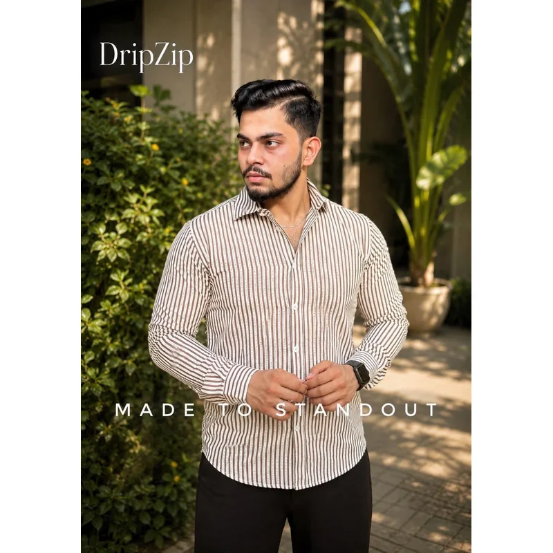 Textured Beige Popcorn Shirt