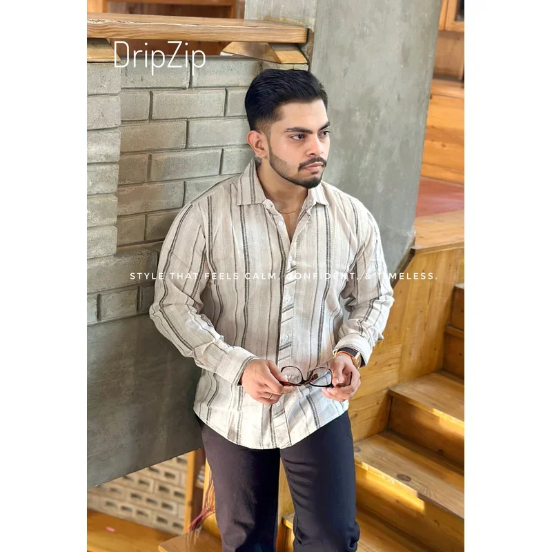 Beige Stripe Full Shirt
