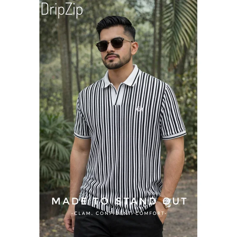 White Stripe Old Money Polo