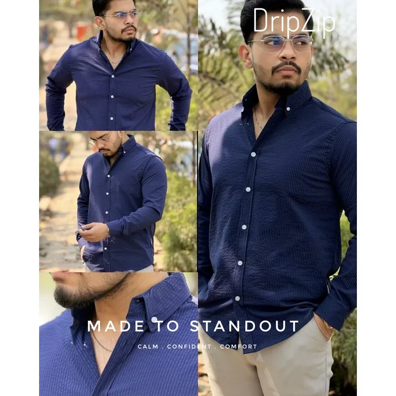 Solid Navy Blue Full Shirt