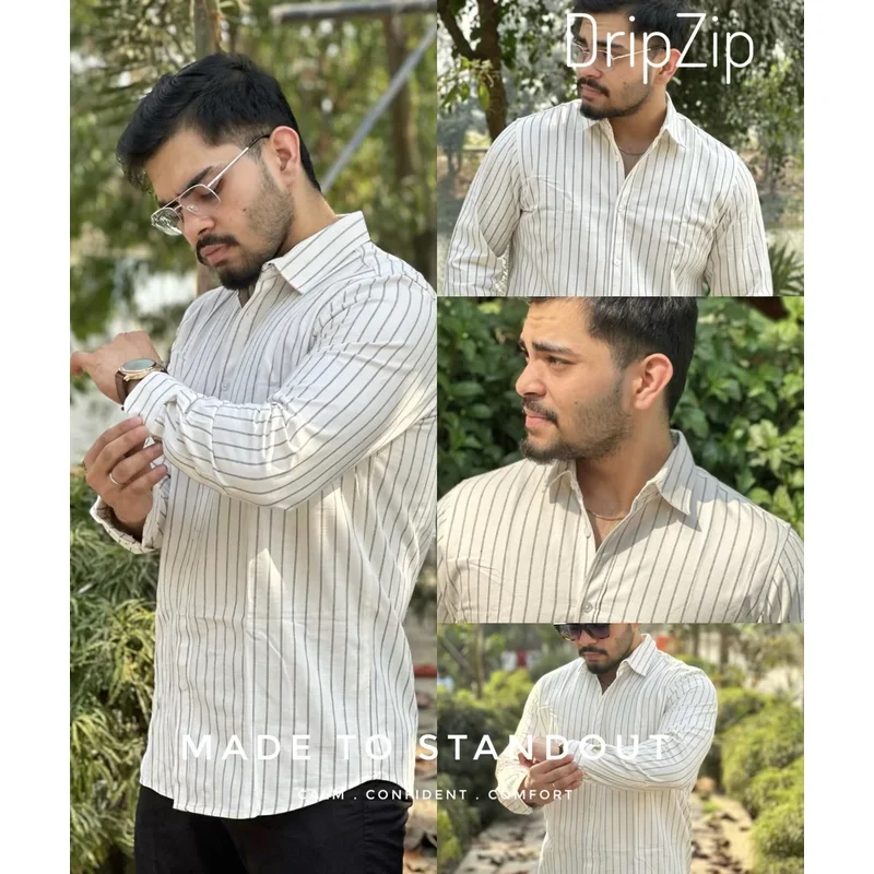 White Stripe Old Money Full Shirt