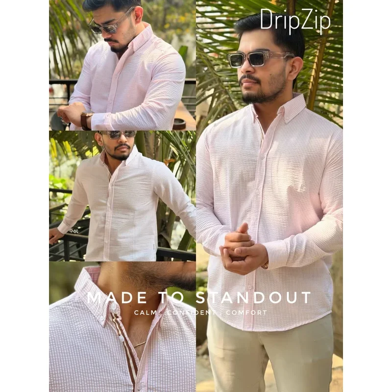 Solid Baby Pink Full Shirt