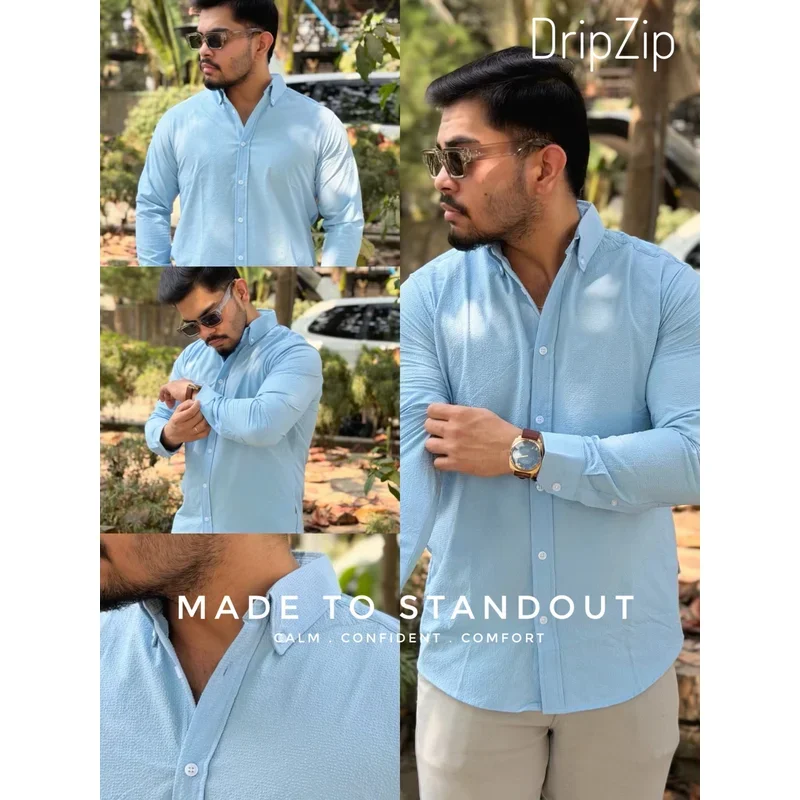 Solid Sky Blue Full Shirt