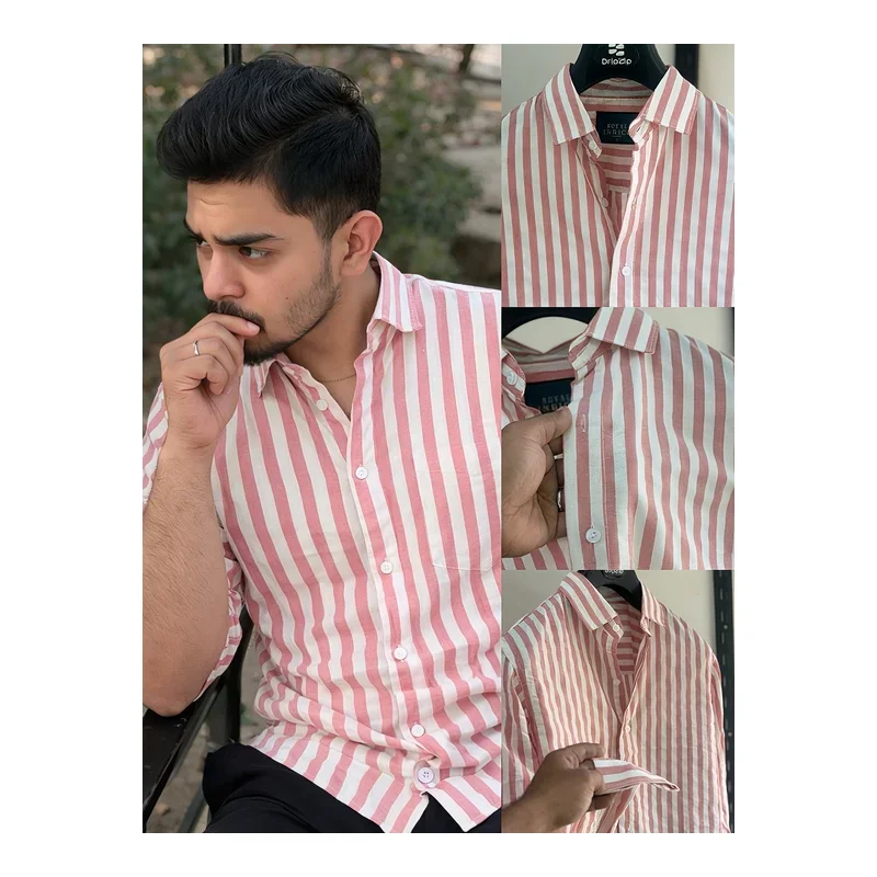 Pink Stripe Old Money Full Shirt