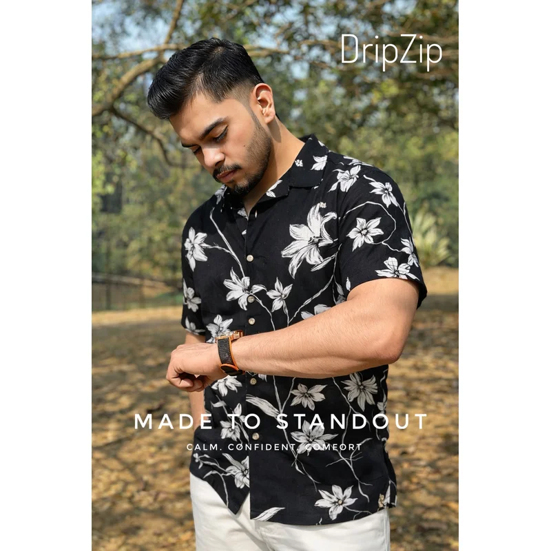 Black Hawaii - Cuban Collar Half Shirt