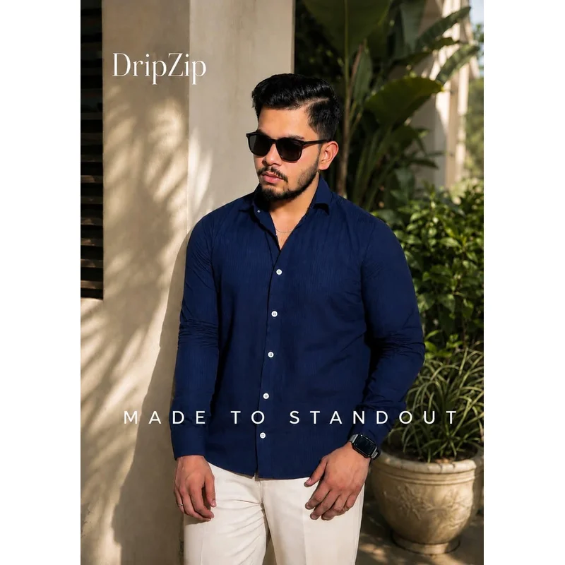 Textured Royal Blue Popcorn Shirt